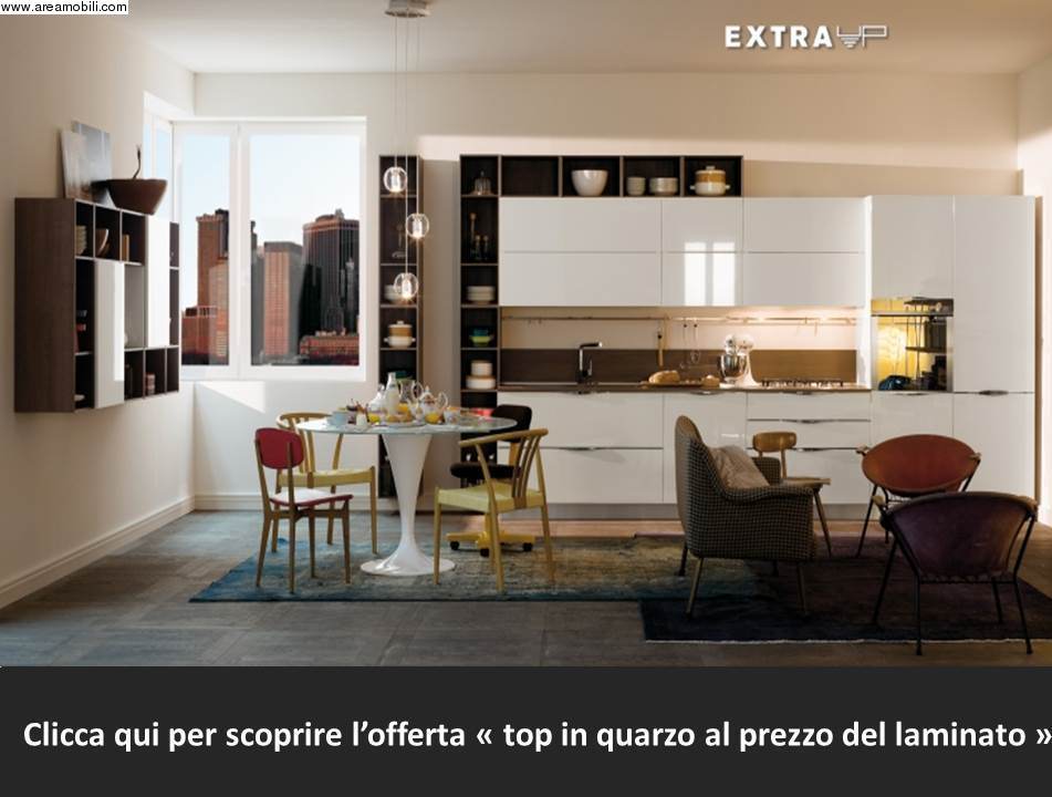 Veneta cucine  modello Extra maniglia Up con zona living libreria 